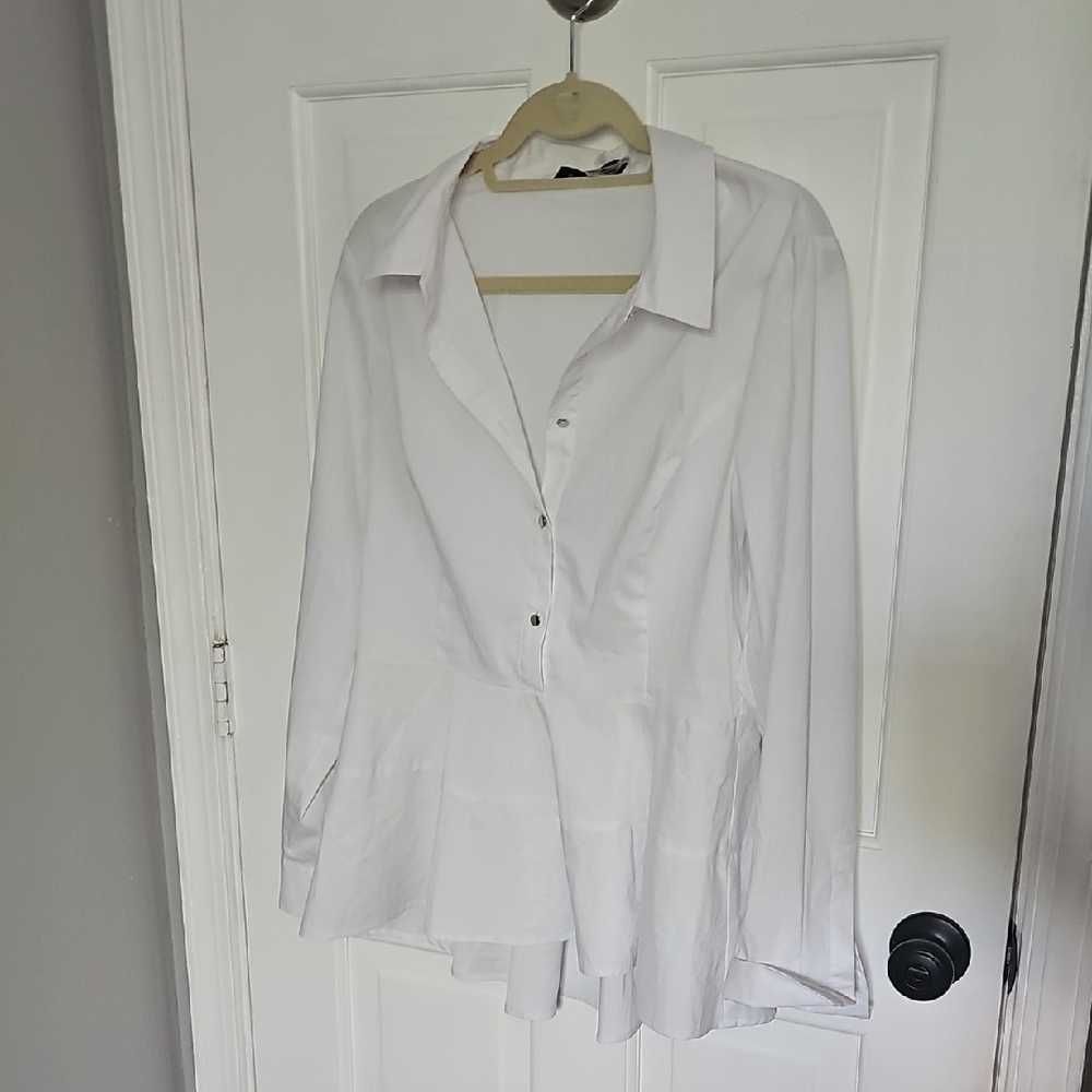 Ivanka Trump White Button Down Peplum Shirt